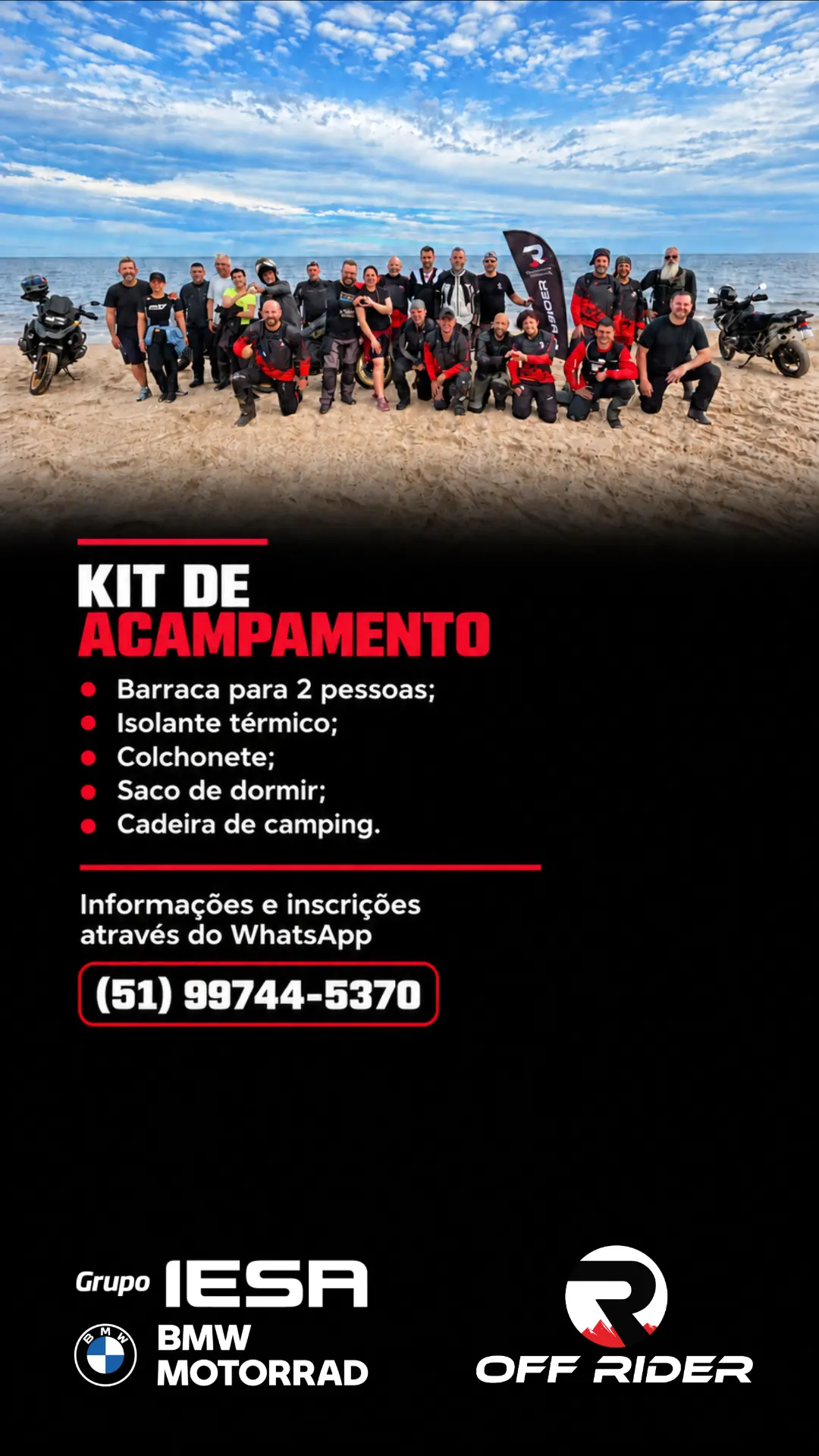 Kit de acampamento e informações do Desafio da Lagoa